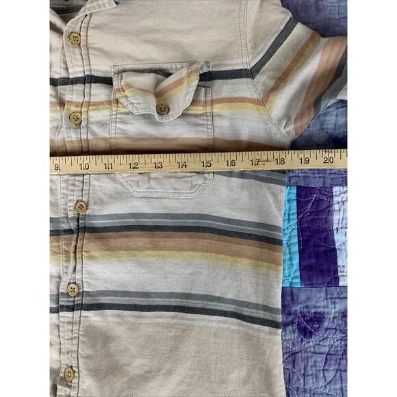 Earthbound Trading Co Mens Medium Long Sleeve Button Up Striped Distressed - Picture 10 of 13